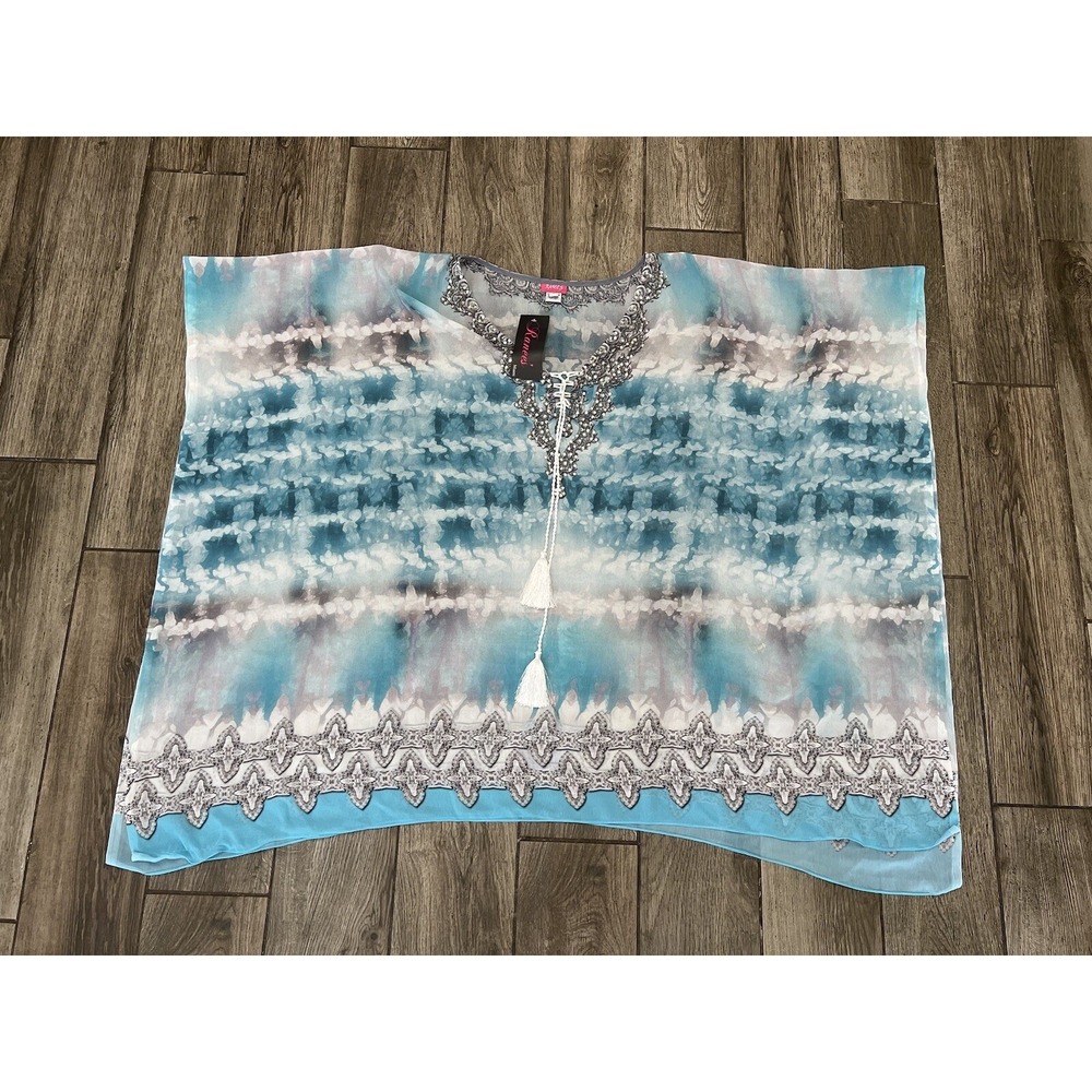NWT Ranees' Miami Large Beach Cover Up Tunic Poncho  Embezzled Tunic MSRP$150